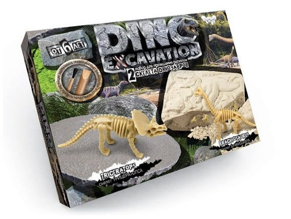 Детский набор для проведения раскопок Данко-Тойс Dino Excavation Динозавры (Трицератопс и Брахиозавр) 322689