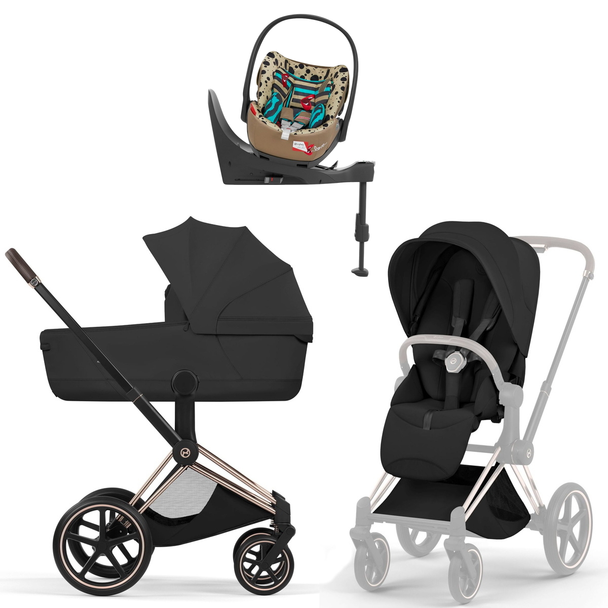 Коляска Cybex Priam V Rosegold Style Cloud T One Love Base T 4 в 1 Sepia Black