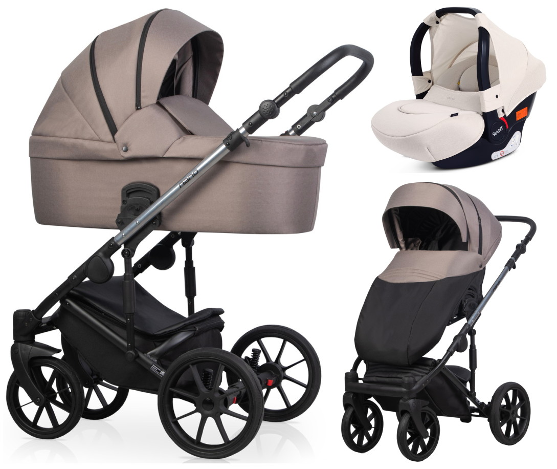 Детская коляска Riko Nano Thermo 3 в 1 с автокреслом Rant Cruise Beige 11 Cappucino (бежевый)