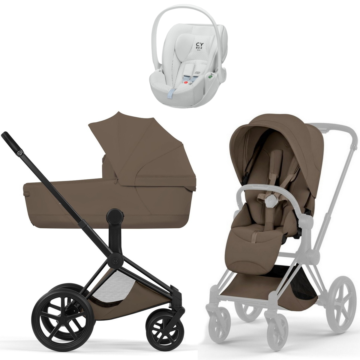 Коляска Cybex Priam V Matt Black Style Cloud T Urban Mobility White 3 в 1 Coconut Brown