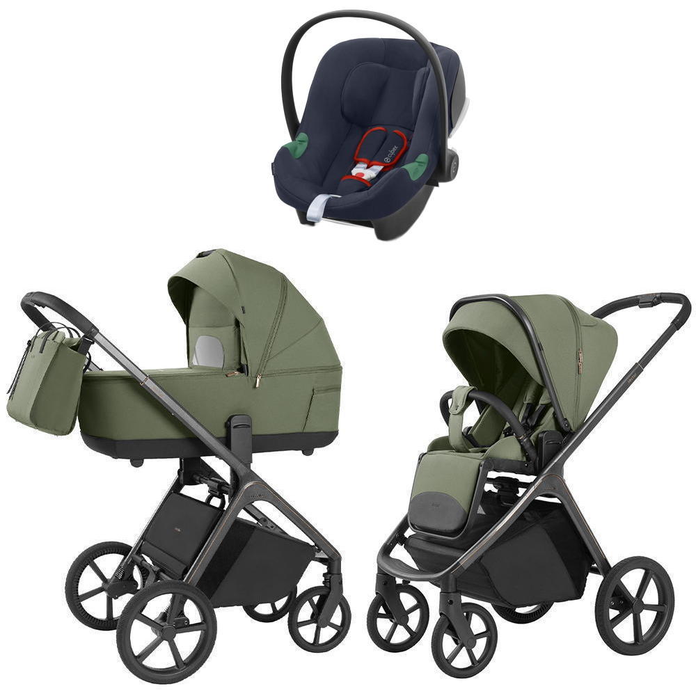 Коляска Carrello Vector 2025 CRL-6551 и автокресло Cybex Aton B2 Bay Blue 3 в 1 Field Green