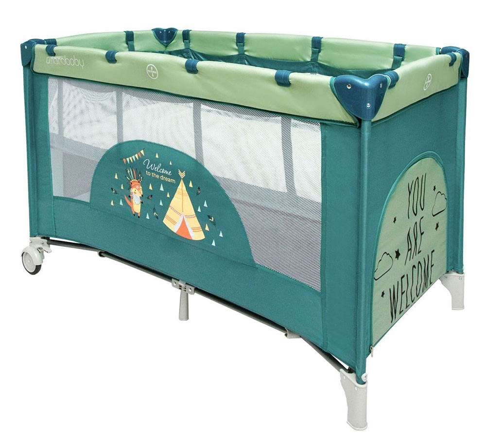 Манеж Amarobaby Multiform прямоугольный Dream Fox оливковый