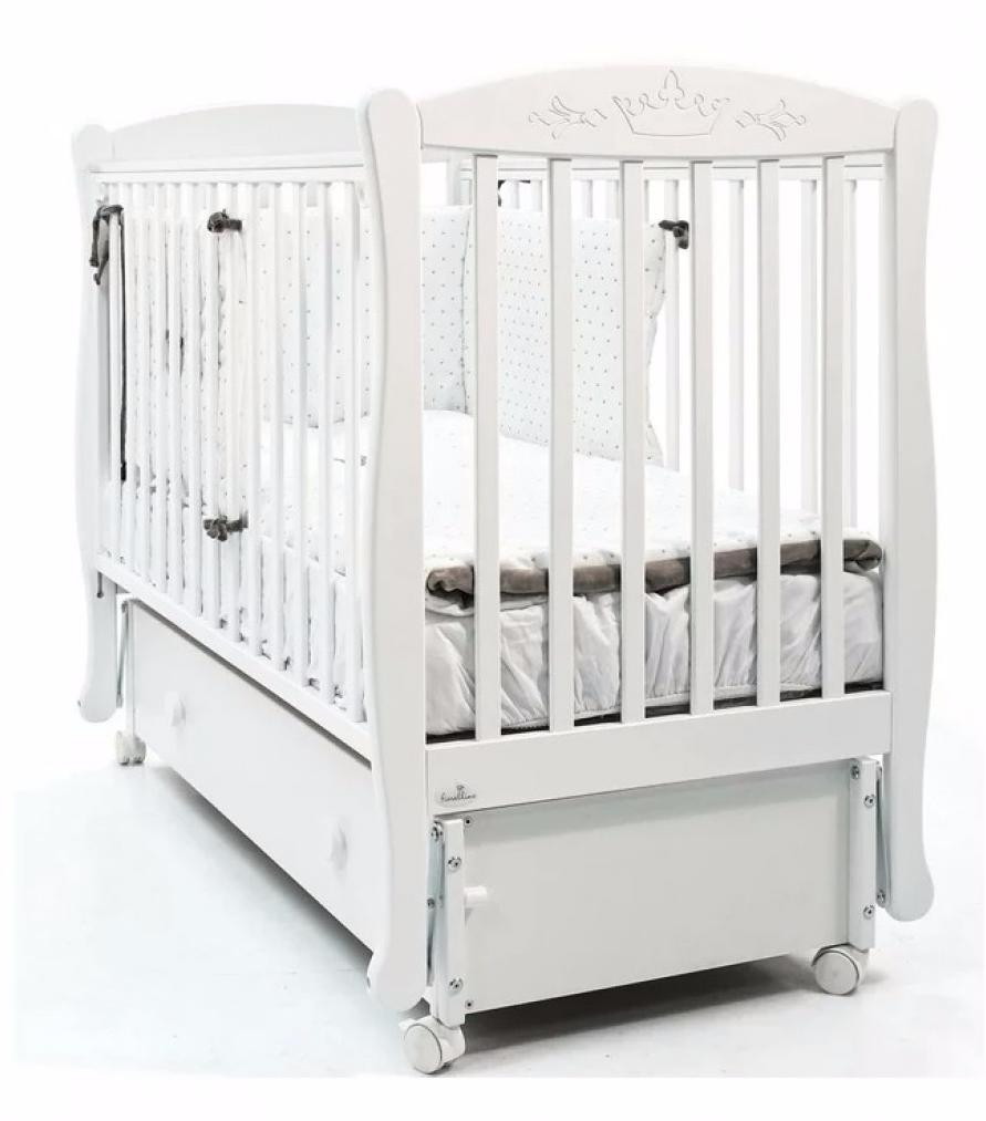 Детская кроватка Fiorellino Crown маятник продольный 120х60 white