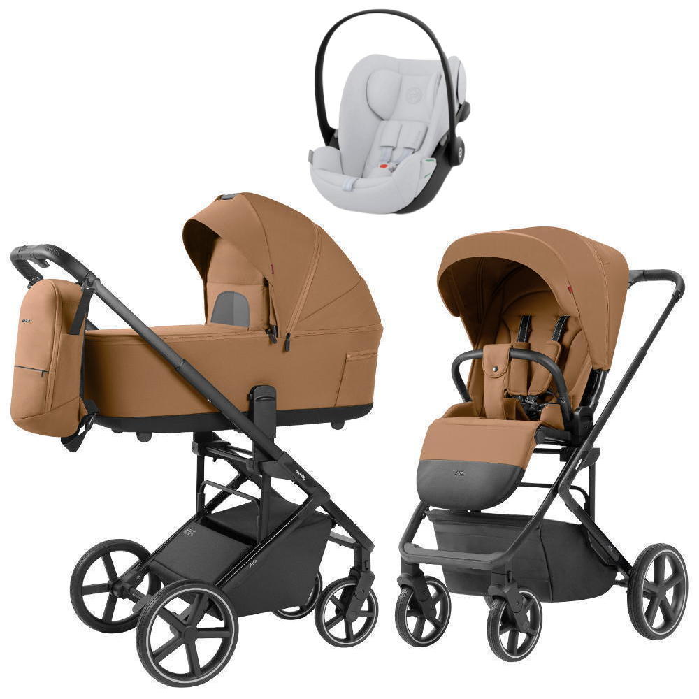 Коляска Carrello Alfa CRL-6522 2025 Cybex Cloud G i-Size Fog Grey 3 в 1 Honey Beige