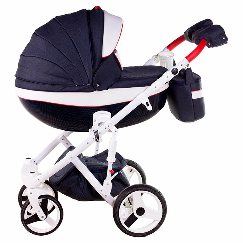 Детская коляска BeBe-mobile Biagio 2 в 1 D32 (Т.СИН+БЕЛ.КОЖА+КРАСН.КОЖА)