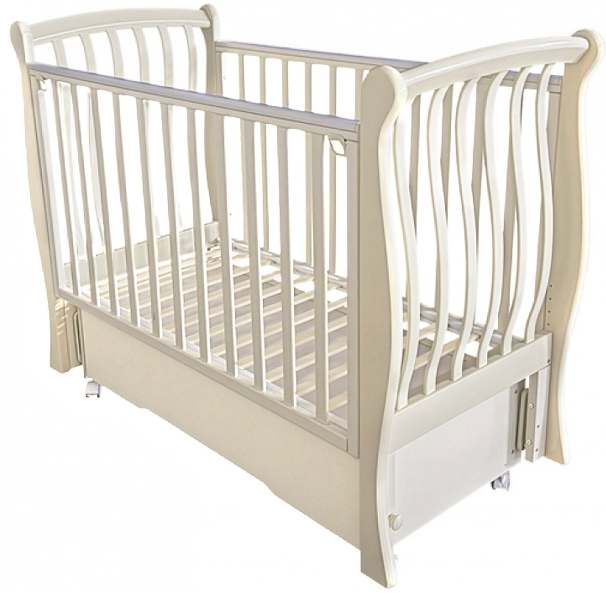 Детская кроватка Кедр Мэри 1 (маятник универсальный, колесо) слоновая кость