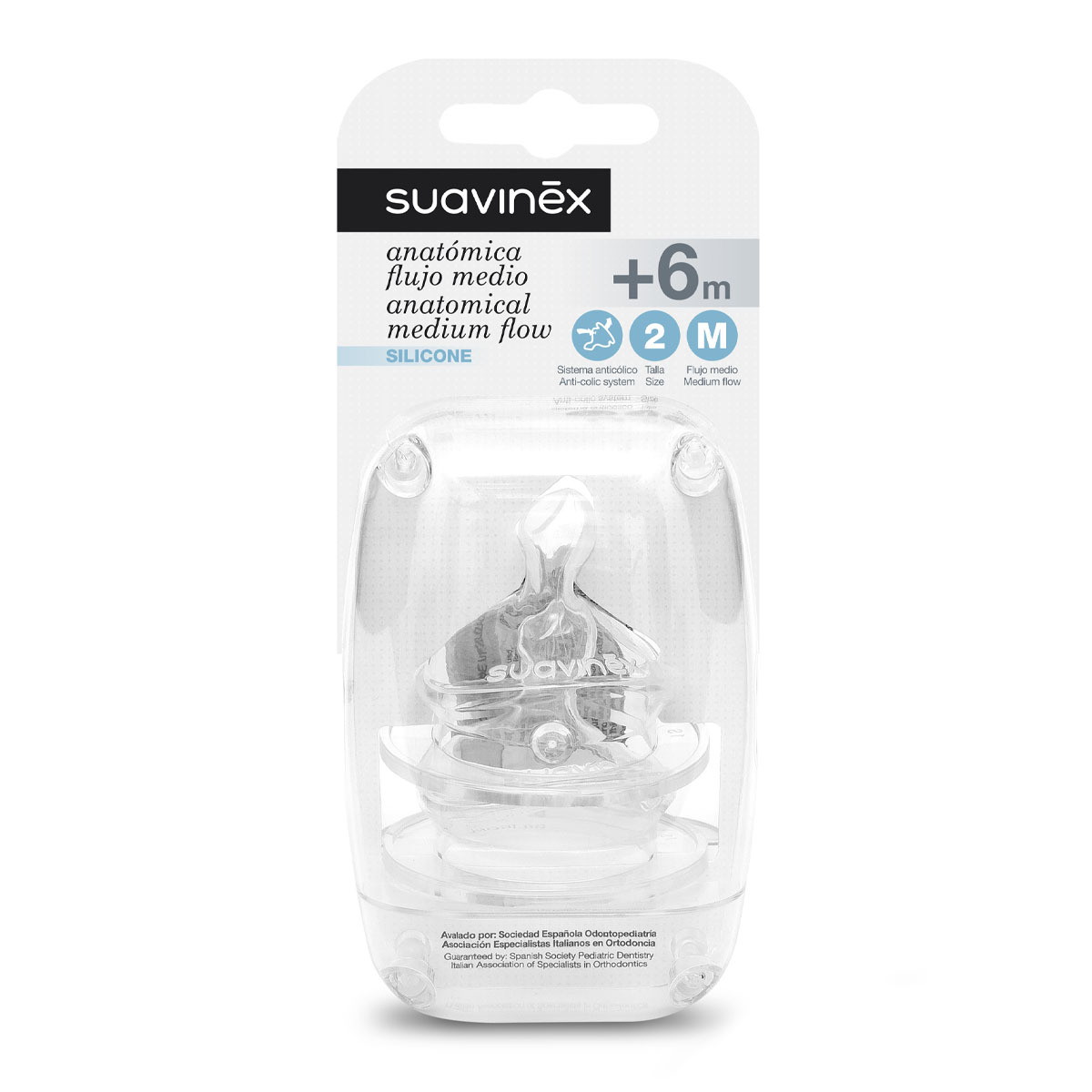 Силиконовая соска для бутылки Suavinex ANATOMICAL S2 M +6 мес