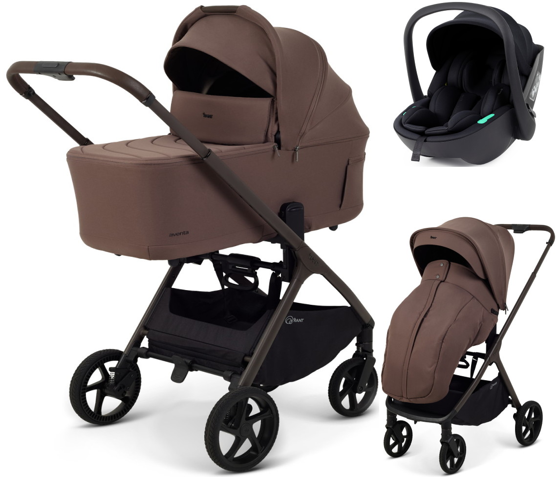 Детская коляска Rant Aventa 3 в 1 с автокреслом Miro Black Beige
