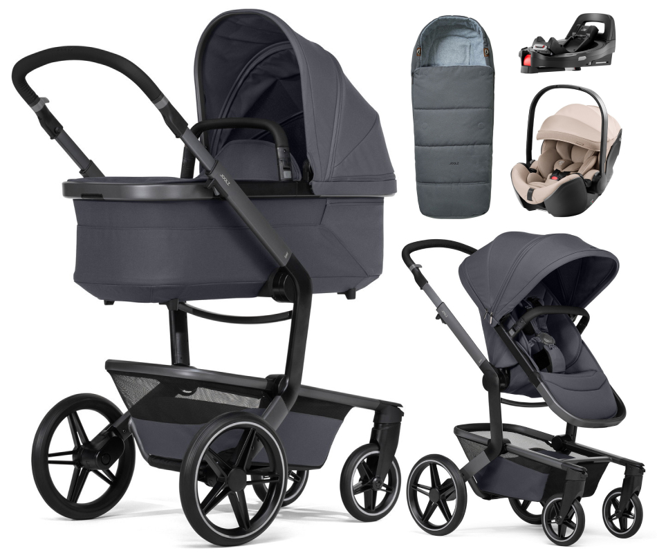 Детская коляска 4 в 1 Joolz Day 5 и автокресло Britax Roemer Baby-Safe Pro Style Teak и база Vario Base 5Z + конверт в подарок Stone grey