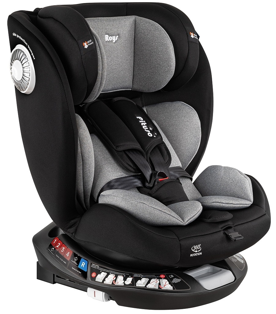 Автокресло Pituso Roys Plus 0-36 кг G406-BL-GR Black, grey Inlay /Черный,Серый вкладыш