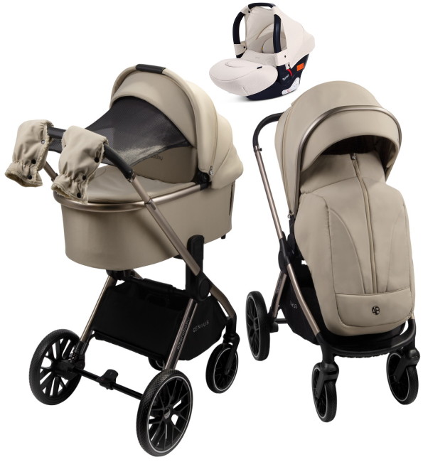 Детская коляска AmaroBaby Genius 3 в 1 с автокреслом Rant Cruise Beige бежевый