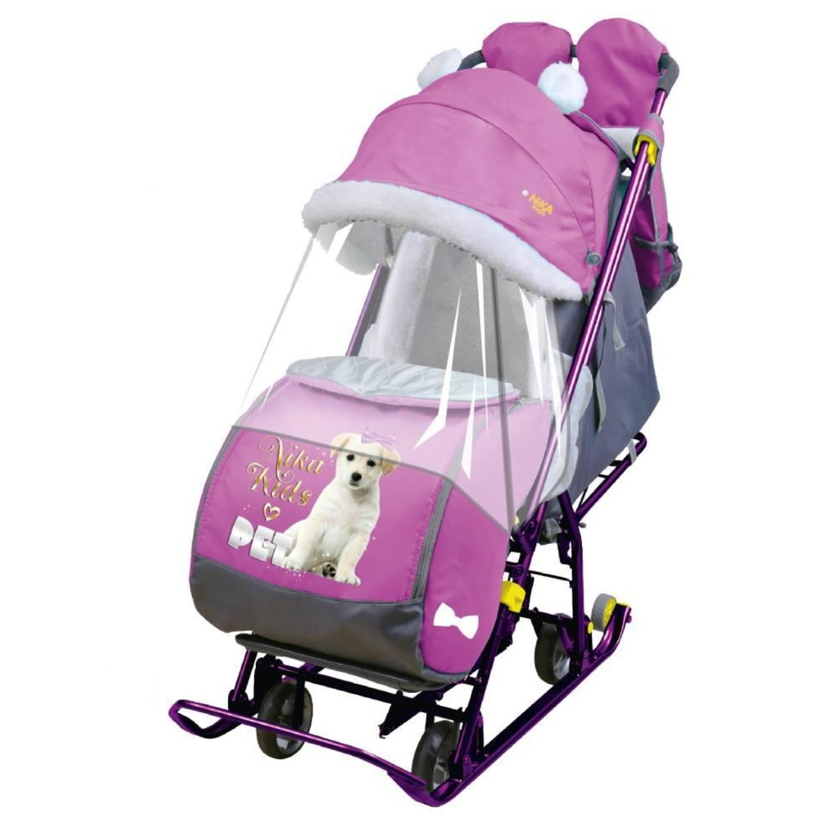 Детские санки-коляска Nika Наши Детки 5-1 орхидея Щенок