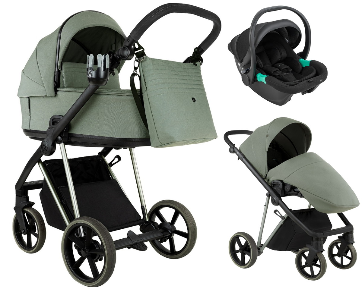 Детская коляска Roan Sol Vintage Luxury 2.0 3 в 1 с автокреслом Pituso Santiso Pro VIN 02/SG Sage Green/Sage/руч.Black