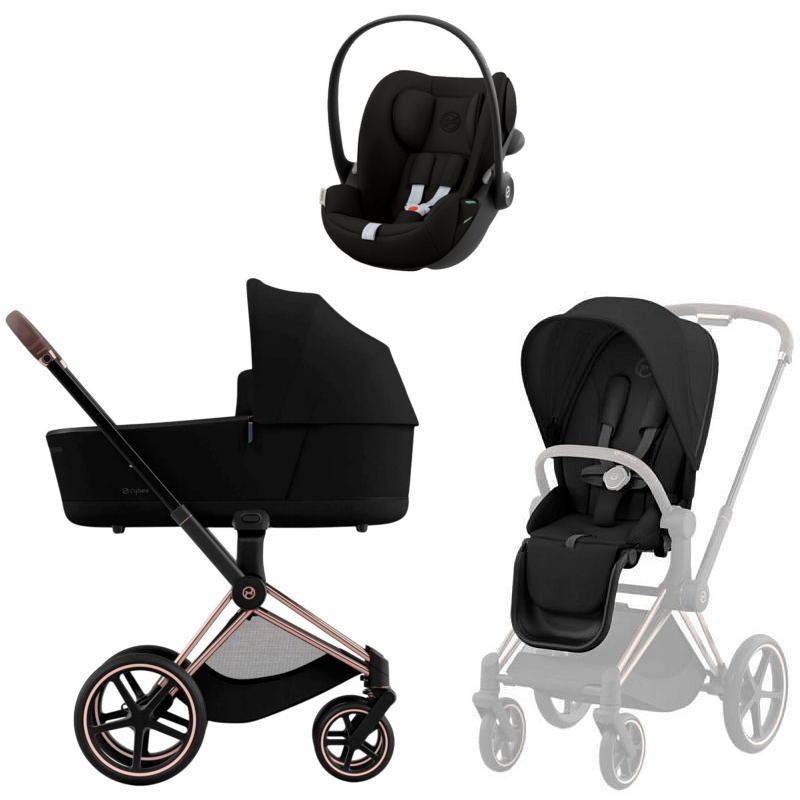 Коляска Cybex Priam IV Rosegold complete Cloud G3 Magic Black 3 в 1 Sepia Black