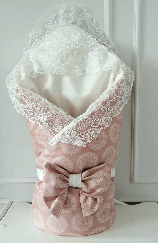 Одеяло-Конверт Lappetti Ривьера с кружевным уголком розовый