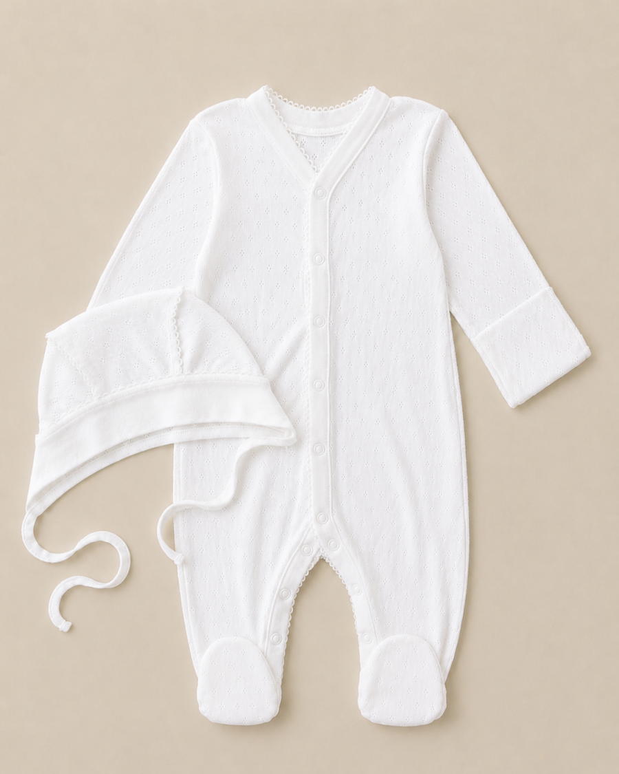 Комбинезон и чепчик Little Star Ажур 325016 (ЧЗ-мз) белый 62