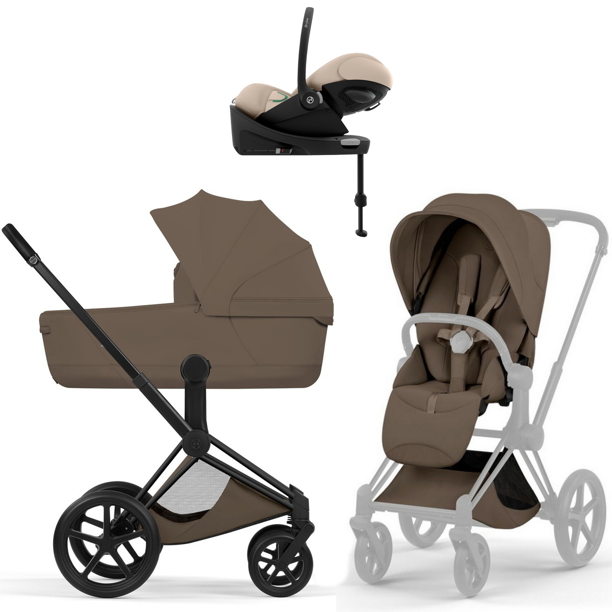 Коляска Cybex Priam V Matt Black Style Cloud G3 Almond Beige Base G3 4 в 1 Coconut Brown