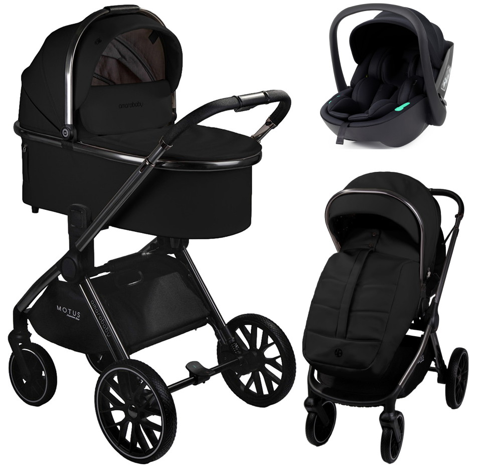 Детская коляска AmaroBaby Motus Premium Ecco 3 в 1 с автокреслом Rant Miro Black черный