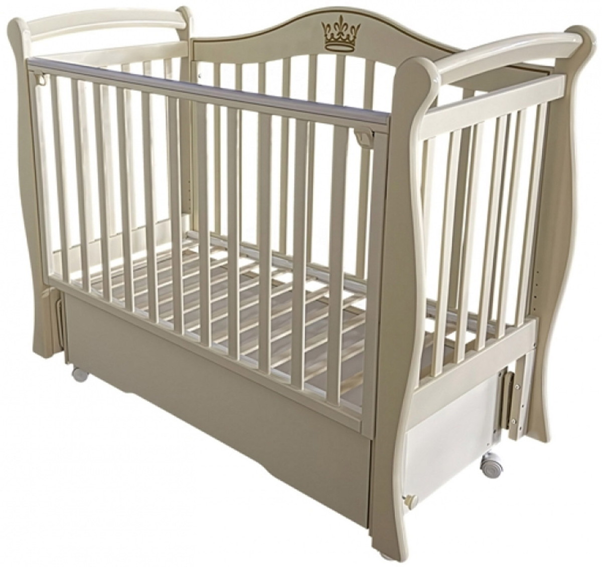 Детская кроватка Антел Эмили 2 (маятник универсальный,колесо) слоновая кость
