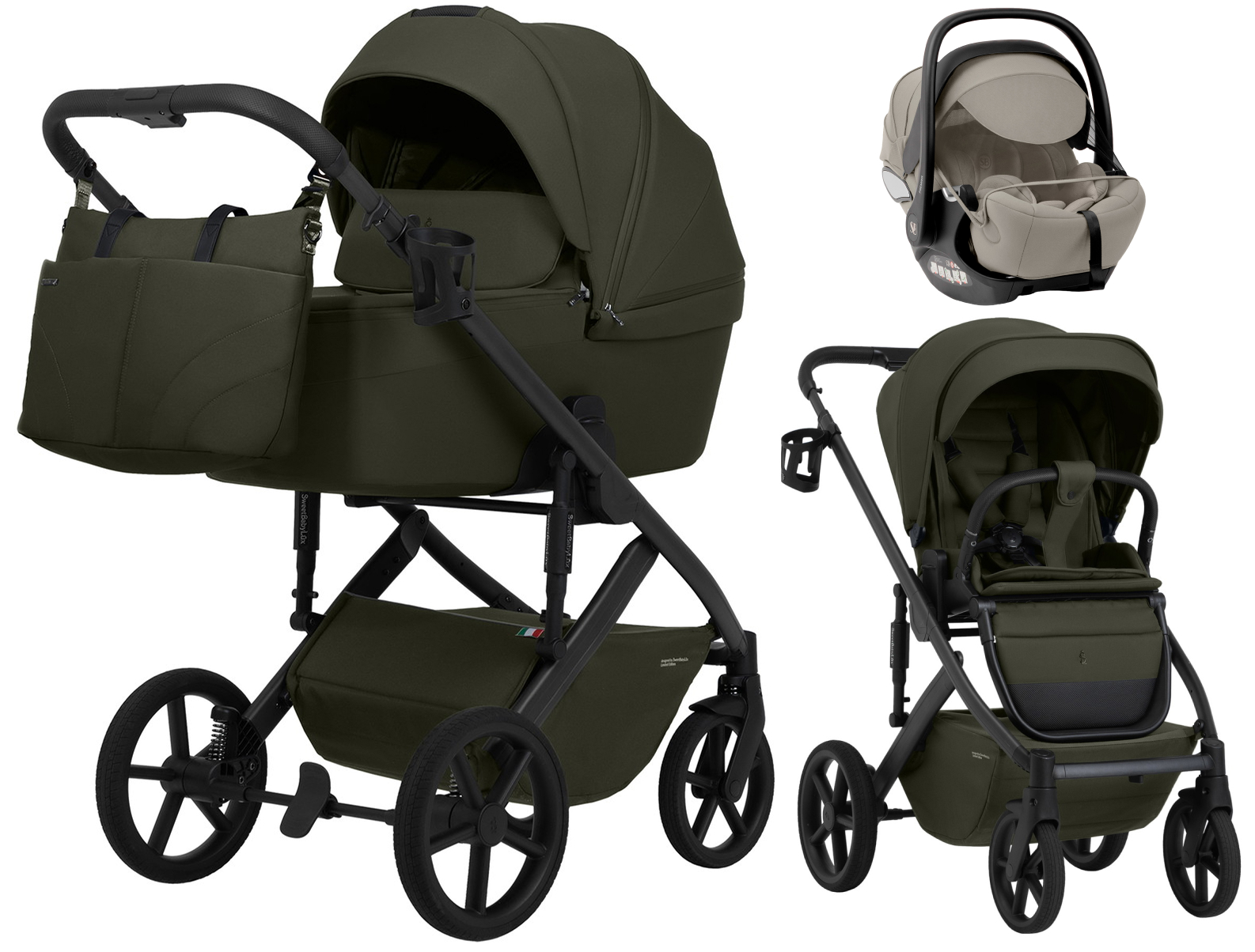 Коляска 3 в 1 Sweet Baby SBL Dolce + автокресло Premier Begie Dark Green