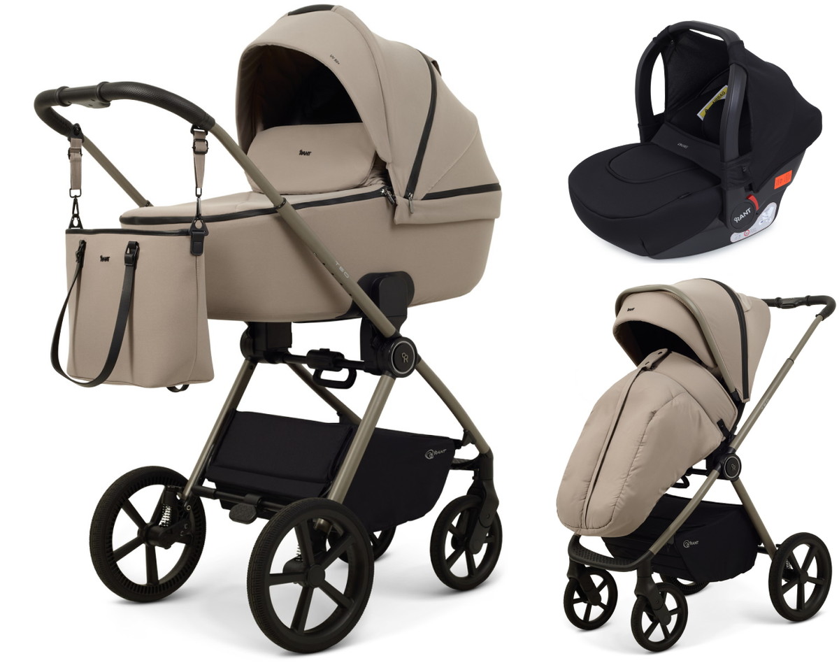 Детская коляска Rant Teo Soft 3 в 1 с автокреслом Cruise Black Cloud