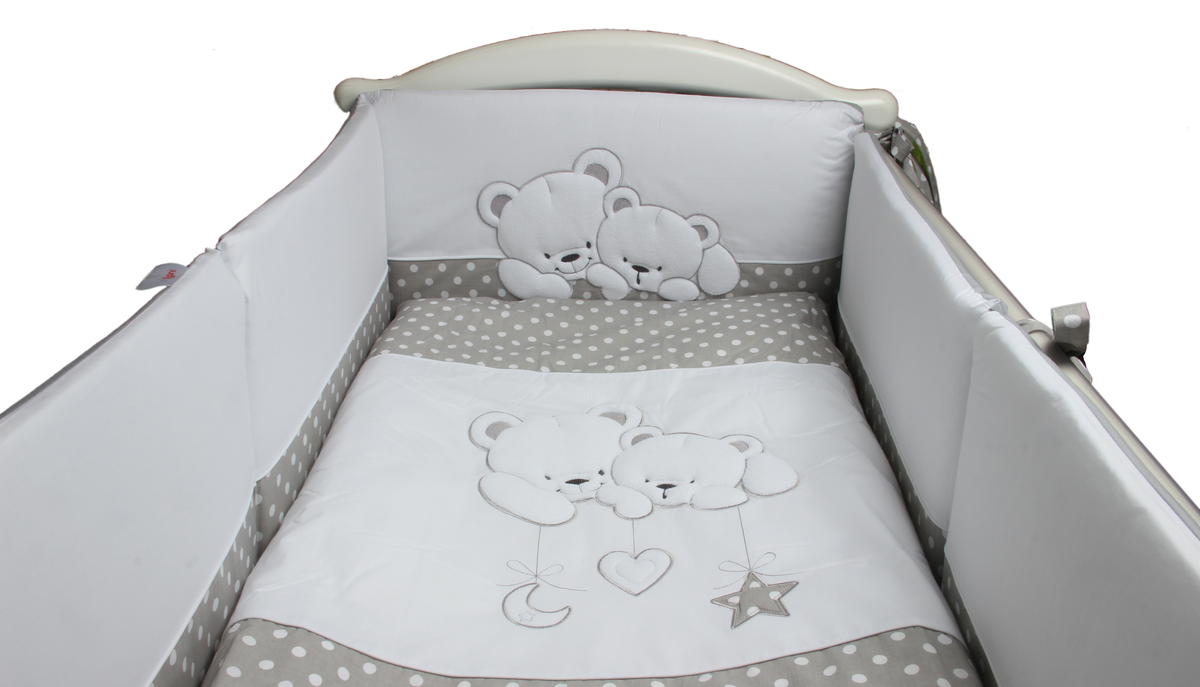 Комплект в кроватку Lepre Sweet Bears 125х65 см 6 предметов 23 серый в горох