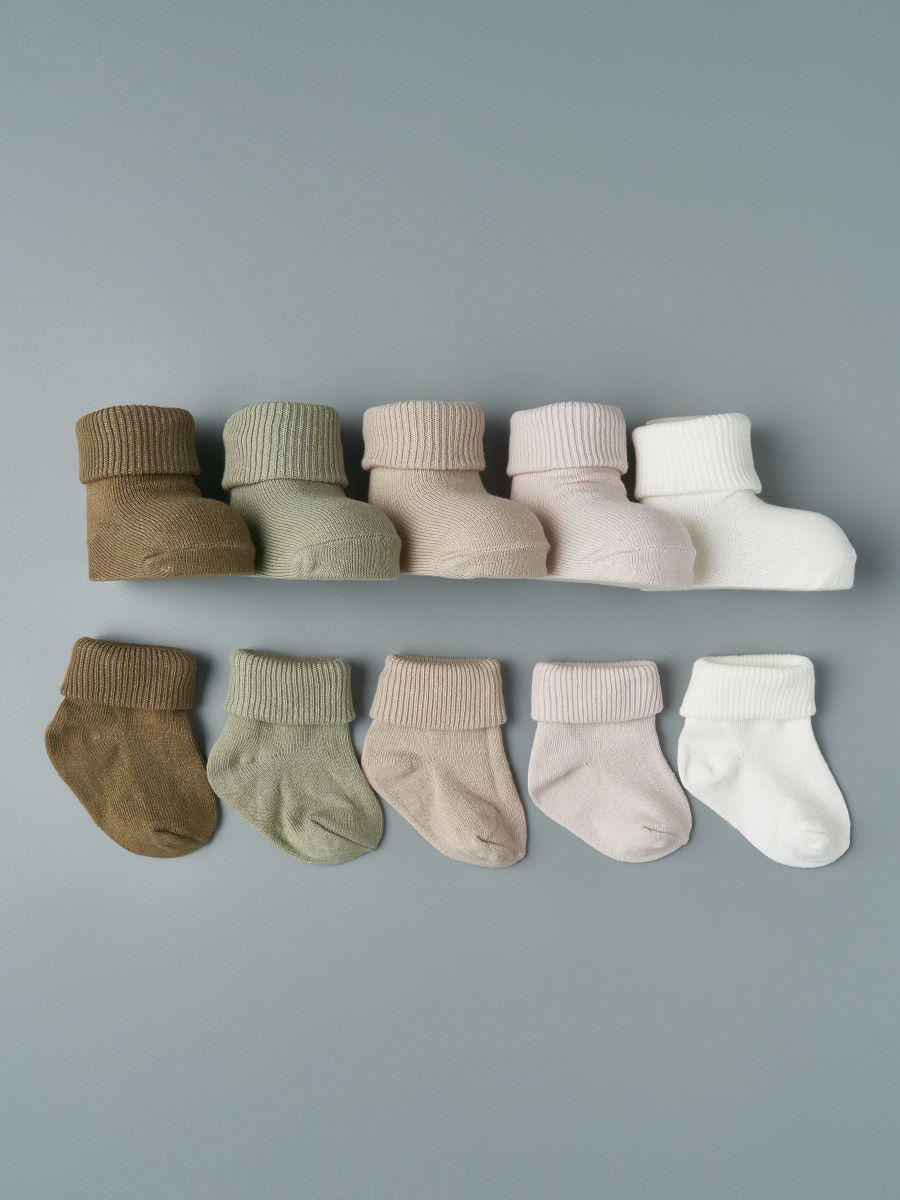 Носочки тонкие с подворотом Little Star 5 шт в уп. 3066 (ЧЗ-мз) оливковый, хаки, крем, св. серый, св. бежевый