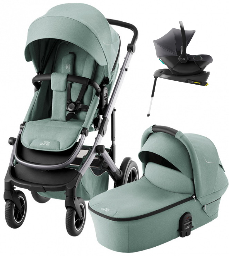 Коляска 4 в 1 Britax Roemer Smile 5Z и автокресло Baby-Safe Core Midnight Grey + Vario Base 5Z Jade Green