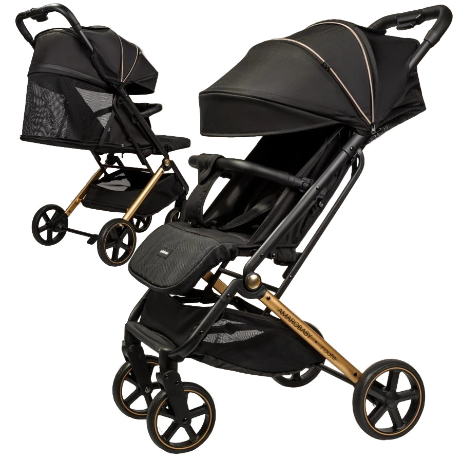Прогулочная коляска AmaroBaby Route чёрный/золотой