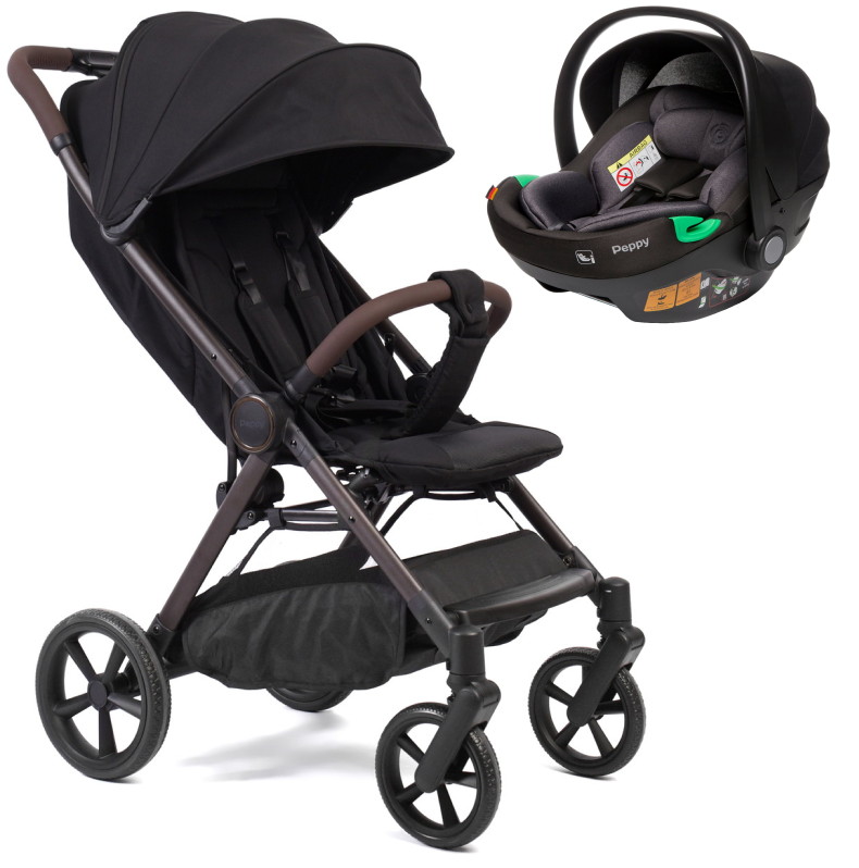 Прогулочная коляска Peppy Vigo с автокреслом First Black Black черный