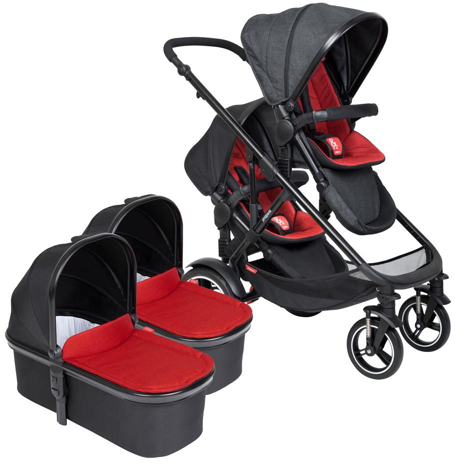 Детская коляска для двойни Phil and Teds Voyager 2019 2 в 1 Chilli Red