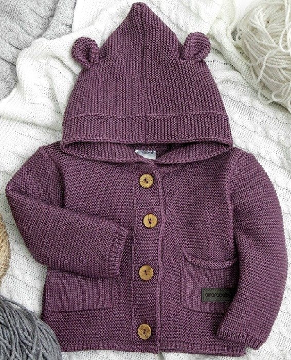 Кофточка AmaroBaby Pure Love с капюшоном фиолетовый 74