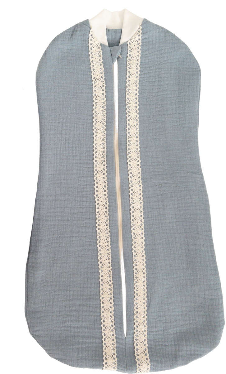 Кокон нательный Lappetti из муслина с кружевом МК02 джинс 62