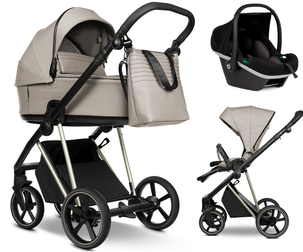 Детская коляска Roan Sol Vintage Luxury 2.0 3 в 1 с автокреслом Tutis Elo Black VIN 06/HZ Hazel/Champagne/руч.Black