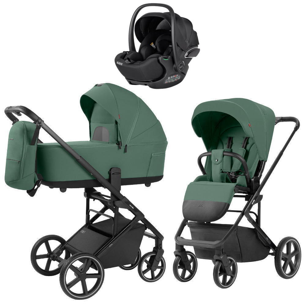 Коляска Carrello Alfa CRL-6522 2025 Vega CRL-14101 Absolute Black 3 в 1 Meadow Green