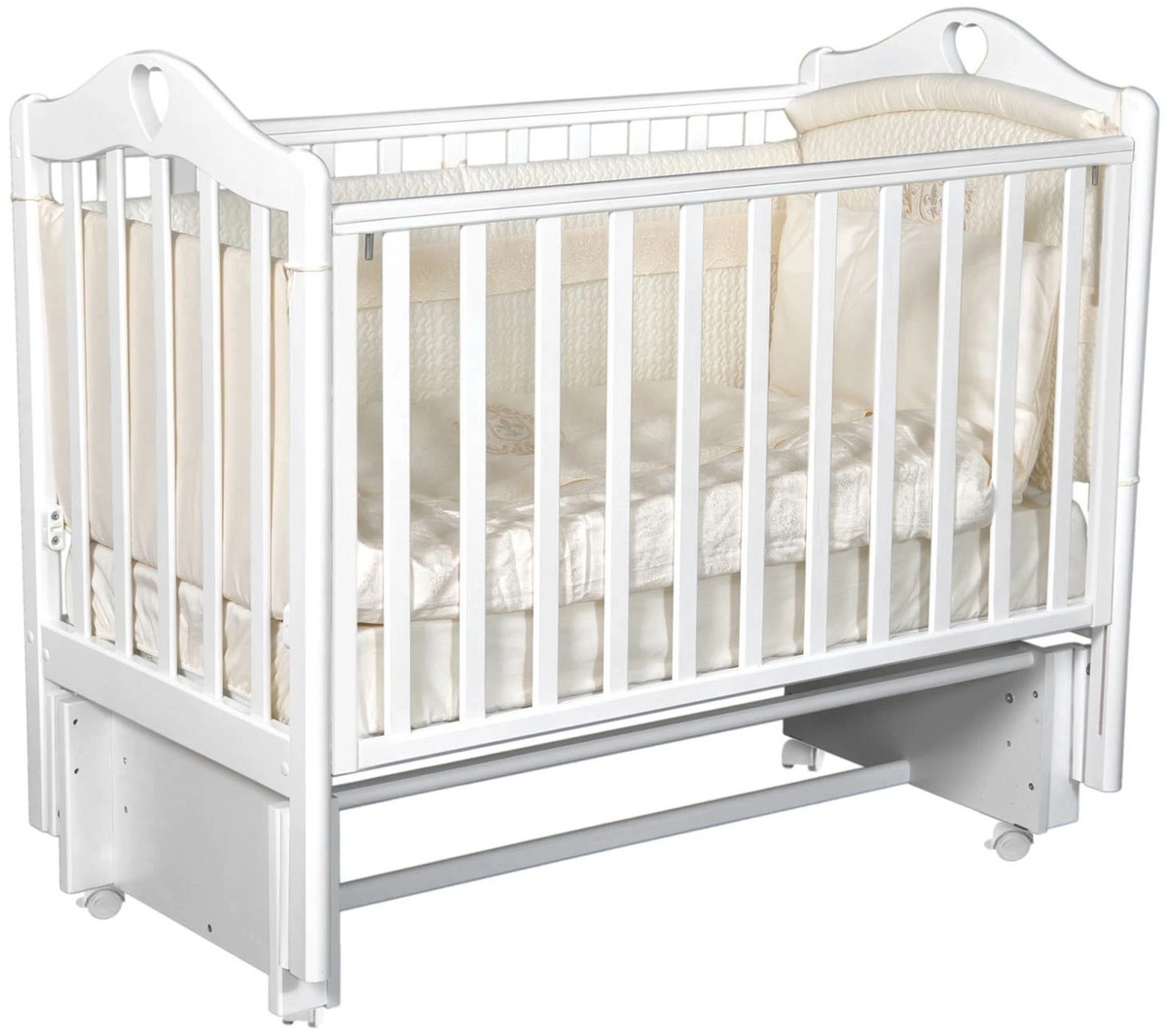 Детская кроватка Кедр Дарина 1 (маятник универсальный,колесо) белый