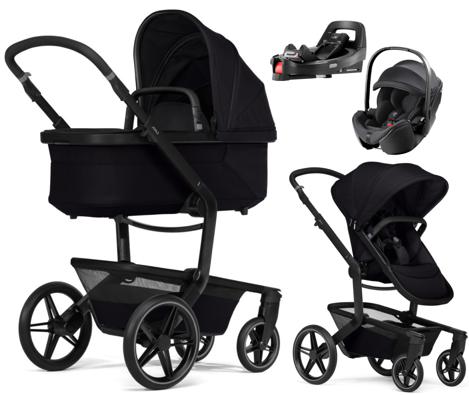 Детская коляска 4 в 1 Joolz Day 5 и автокресло Britax Roemer Baby-Safe Pro Classic Deep Black без адаптеров и база Vario Base 5Z Space Black