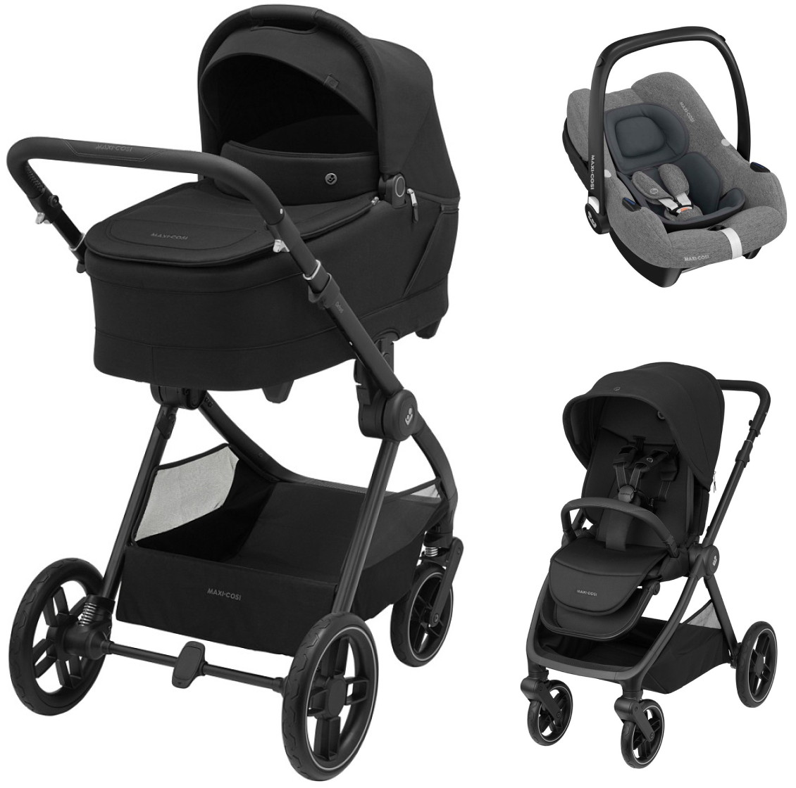 Коляска детская Maxi-Cosi Oxford Plus 3 в 1 с автокреслом CabrioFix Select grey 1978390110 PlusTwillic Black/Черный