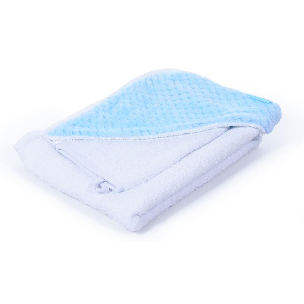 Полотенце с уголком и варежкой Nuovita Grazia 100x100 махра/плюш-соты бело-голубой / bianco-blu