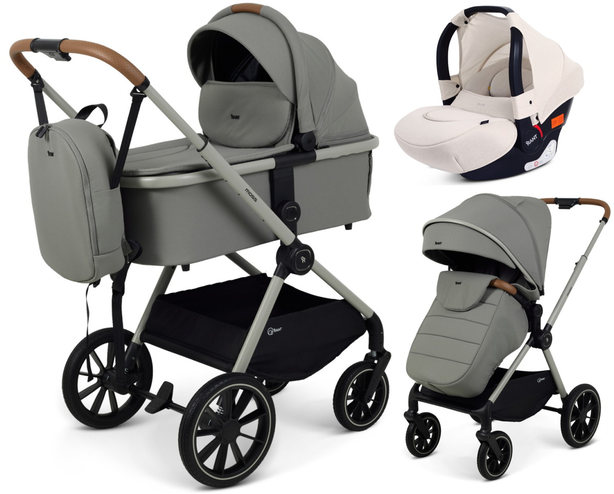 Детская коляска Rant Moss Prime 3 в 1 с автокреслом Cruise Beige Grey