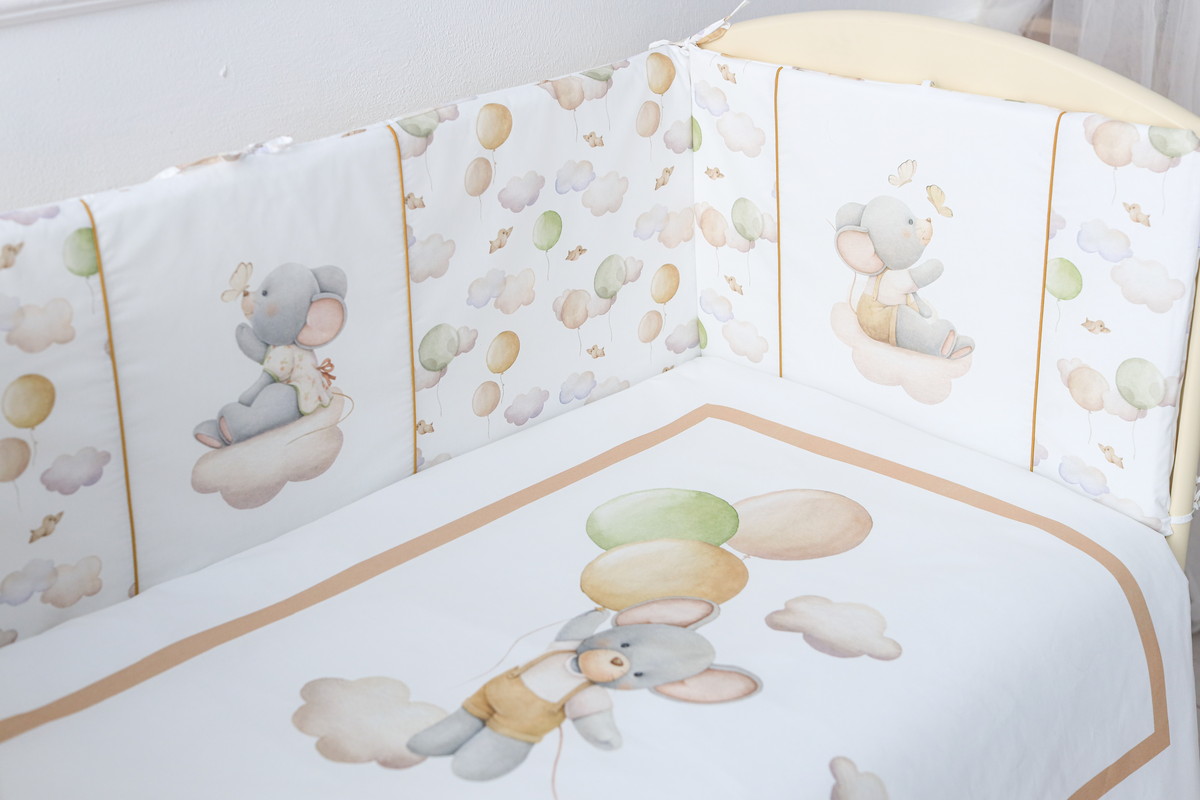 Комплект в детскую кроватку Lappetti Шарики для прямоугольной кроватки 6 предметов Молочный