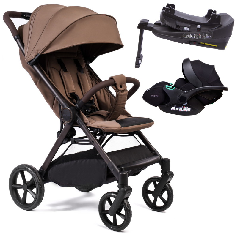 Прогулочная коляска Peppy Vigo с автокреслом Verona Black и базой Mocca мокко