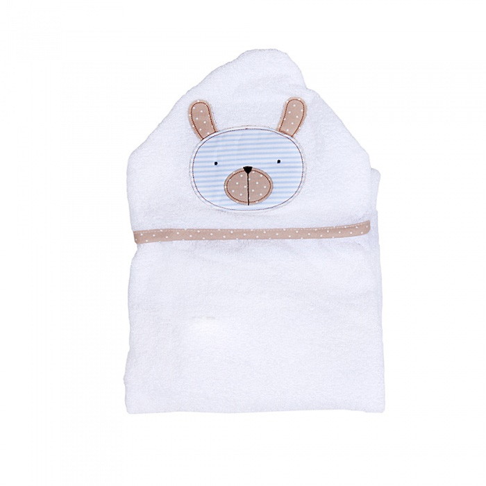 Детское полотенце для купания Alis Белая коллекция махра 75х110 см зайка