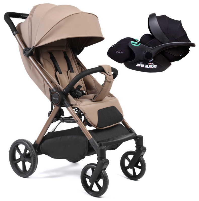 Прогулочная коляска Peppy Vigo с автокреслом Verona Black Latte латте