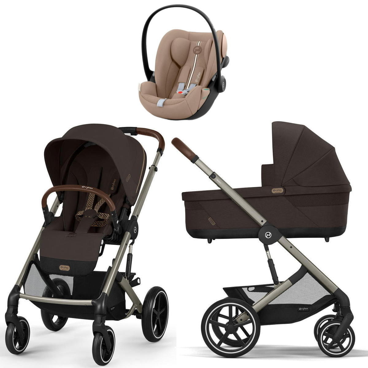 Коляска Cybex Balios S Lux TPE complete Cloud G Almond Beige Plus 3 в 1 Chocolate Brown с дождевиками