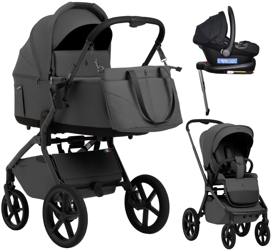 Коляска 4 в 1 Sweet Baby SBL Orso New + автокресло Elegante Plus с базой i-Size ISOFIX DK780 New Dark Grey