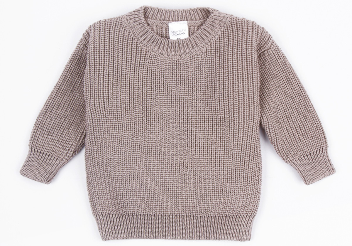 Свитер вязаный детский Amarobaby Pure Love Buddy коричневый 86