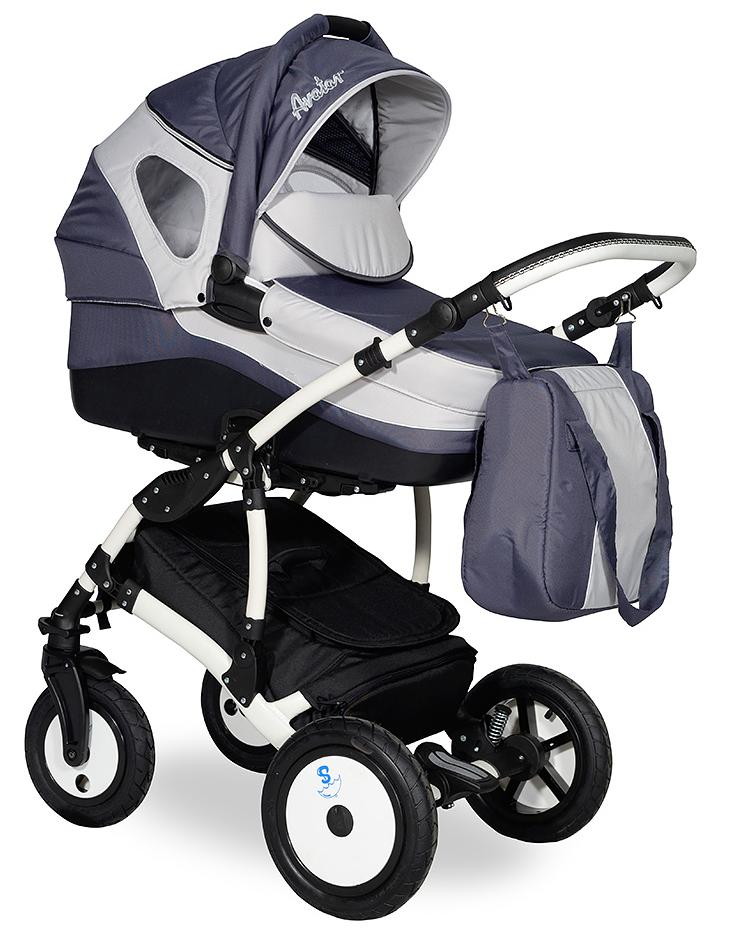 Детская коляска Indigo Avatar Sport 2 в 1 AS07 тем.серый+белый