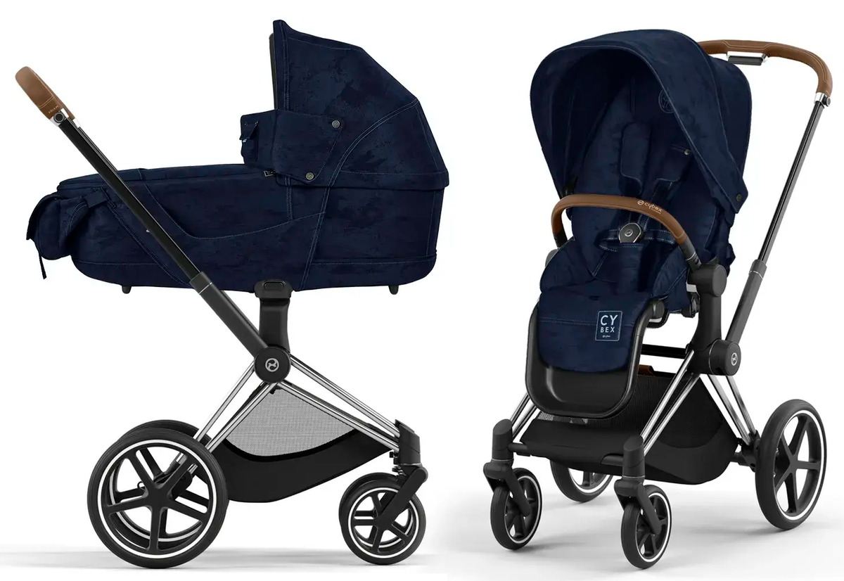 Коляска Cybex Priam IV Fashion Collections Rebellious Luxury Denim Blue 2 в 1 Chrome Brown