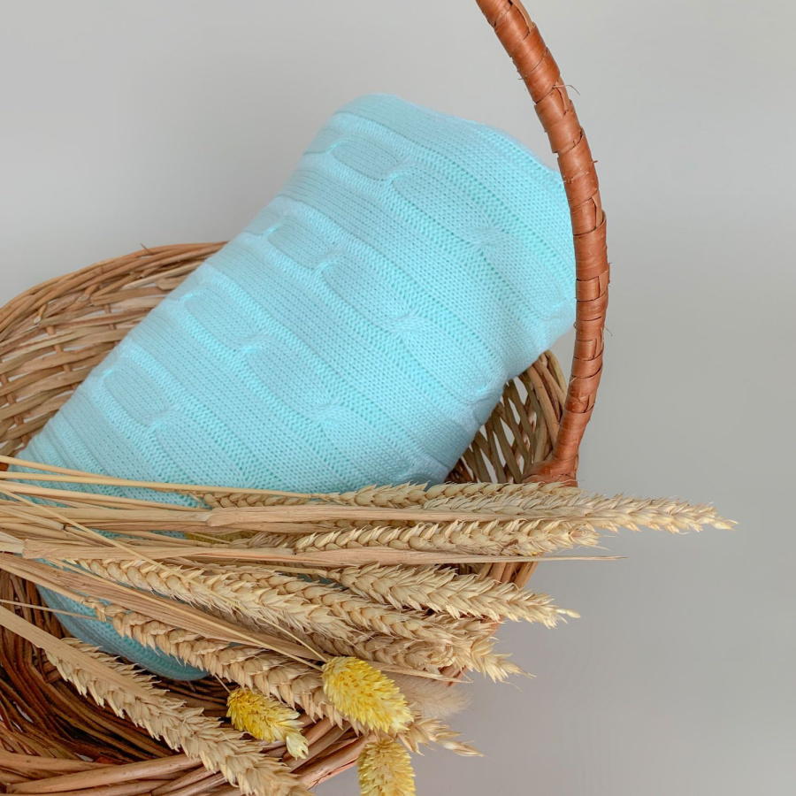 Плед вязаный Little Star Классика 130х170 см 0468 мятный